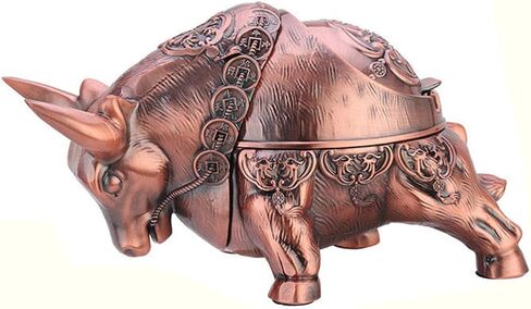 K COOL Bull Ashtray with Lid Windproof Metal Ashtray Outdoor, Indoor Ashtray Ash Ashtray for Weed, Vintage Practical Decoration Ashtrays for Cigarettes Metal Gift for Men Women (Bronze Taurus) in Saudi Arabia