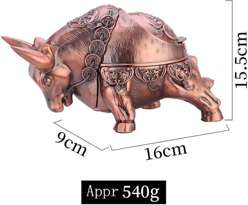 K COOL Bull Ashtray with Lid Windproof Metal Ashtray Outdoor, Indoor Ashtray Ash Ashtray for Weed, Vintage Practical Decoration Ashtrays for Cigarettes Metal Gift for Men Women (Bronze Taurus) in Saudi Arabia