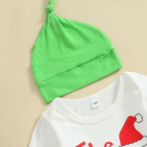 لاجويوج زي ماي فيرست كريسماس لحديثي الولادة للاولاد والبنات بتصميم عبارة Merry Christmas، طقم رومبير من قطعة واحدة وسروال للخريف والشتاء والكريسماس in Kuwait