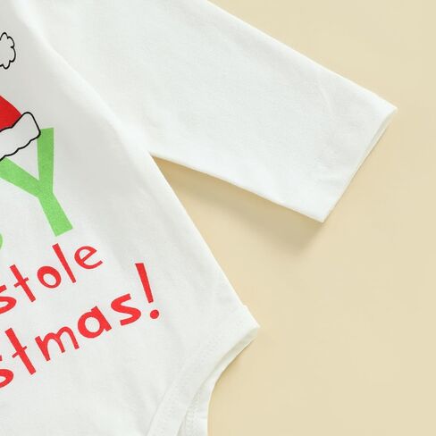 لاجويوج زي ماي فيرست كريسماس لحديثي الولادة للاولاد والبنات بتصميم عبارة Merry Christmas، طقم رومبير من قطعة واحدة وسروال للخريف والشتاء والكريسماس in Kuwait