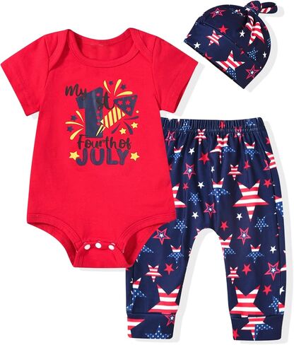 Aalizzwell Baby Boys Summer Clothes Short Sleeve Bodysuit Pants Outfit in Saudi Arabia