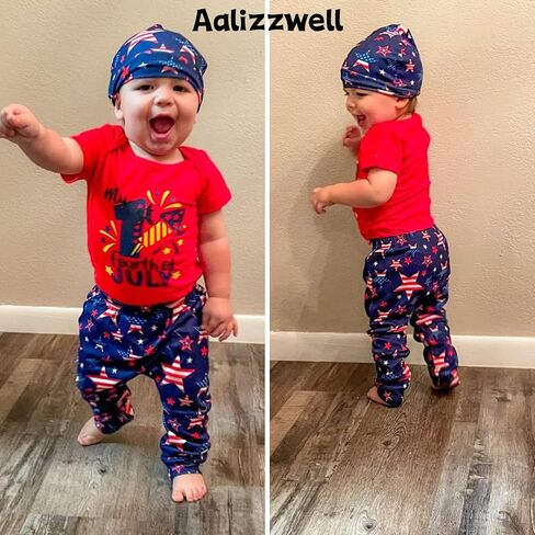 Aalizzwell Baby Boys Summer Clothes Short Sleeve Bodysuit Pants Outfit in Saudi Arabia