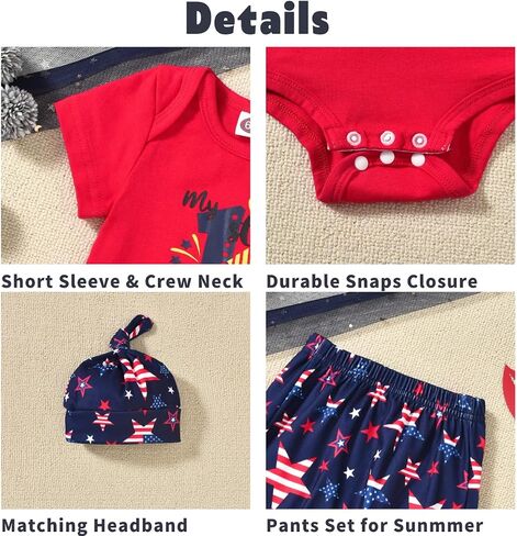 Aalizzwell Baby Boys Summer Clothes Short Sleeve Bodysuit Pants Outfit in Saudi Arabia