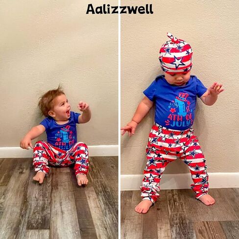 Aalizzwell Baby Boys Summer Clothes Short Sleeve Bodysuit Pants Outfit in Saudi Arabia