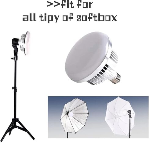 قطعتان من لمبة إضاءة التصوير الفوتوغرافي بقدرة 85 وات 3000-6000 كلفن لمبات LED ثلاثية الألوان قابلة للتعتيم لمصباح Softbox في مقبس E27/26 للتصوير الفوتوغرافي وإضاءة استوديو الفيديو... in Kuwait