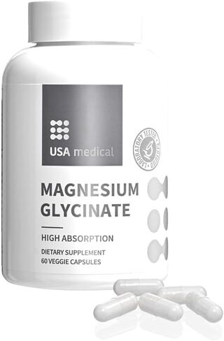 USA Medical – Magnesium Glycinate, High-Absorption Alternative for Optimum Health, Supports Over 300 Bodily Processes, 60 Veggie Capsules in Saudi Arabia