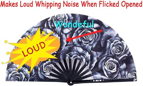 مراوح Amajiji الكبيرة القابلة للطي يدويًا، مروحة قابلة للطي لمهرجان الخيزران مقاس 13 بوصة للنساء والرجال. مروحة صوت عالية للديكور في المهرجانات وهدية حفلات الرقص (الورد) in Kuwait