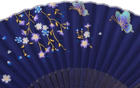 مراوح أماجيجي حريرية قابلة للطي يدويًا للنساء بإطار من الخيزران (أزرق) in Kuwait