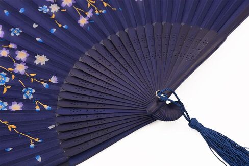 مراوح أماجيجي حريرية قابلة للطي يدويًا للنساء بإطار من الخيزران (أزرق) in Kuwait