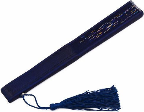 مراوح أماجيجي حريرية قابلة للطي يدويًا للنساء بإطار من الخيزران (أزرق) in Kuwait