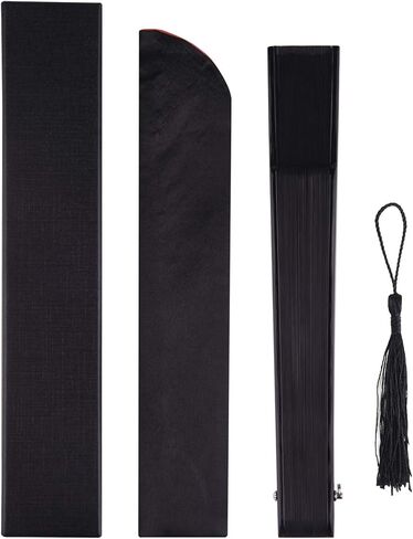 مروحة يد قابلة للطي، مروحة خشبية قابلة للطي مصنوعة يدويا من الخيزران الحريري مع صندوق هدايا شرقي مصنوعة يدويا لتزيين الحائط وحفلات الزفاف وهدايا النساء والرجال in Kuwait