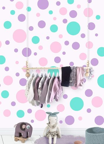 Pastel Polka Dot Wall Decals -Girls Room Decor Stickers Living Room Bedroom, Bathroom, Playroom, Baby Nursery Toddler to Teen DIY Decoration (Confetti Colored) in Saudi Arabia