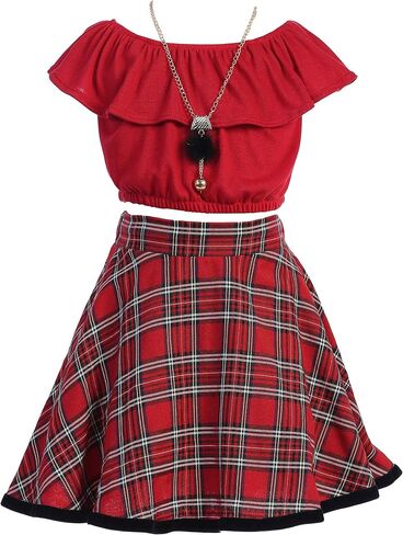iGirlDress Little Girls Red Black Velvet Plaid Holiday Fall Christmas Girls Dress 3Mos-12 in Kuwait