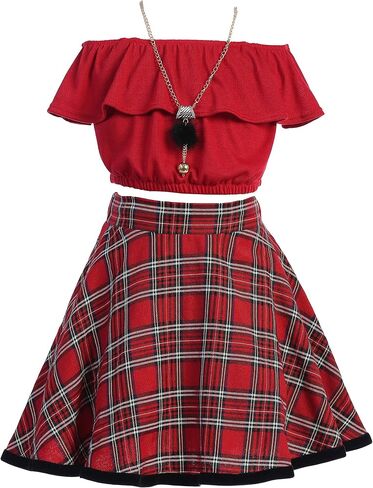 iGirlDress Little Girls Red Black Velvet Plaid Holiday Fall Christmas Girls Dress 3Mos-12 in Kuwait