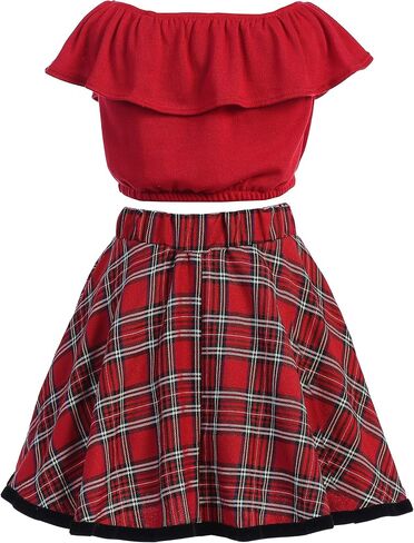 iGirlDress Little Girls Red Black Velvet Plaid Holiday Fall Christmas Girls Dress 3Mos-12 in Kuwait