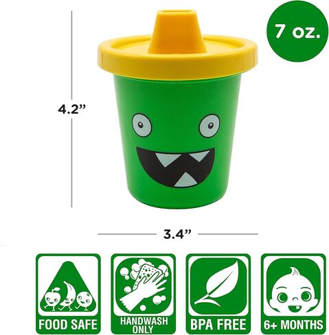 كوب GAMAGO Party Time Baby Sippy - كوب تعليمي لطيف ورائع للرضع والأطفال الصغار - بعمر 6 أشهر فما فوق - يحمل 7 أونصات - خالي من مادة BPA - آمن للطعام - مقاوم للانسكاب - سهل التنظيف in Kuwait