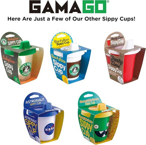 كوب GAMAGO Party Time Baby Sippy - كوب تعليمي لطيف ورائع للرضع والأطفال الصغار - بعمر 6 أشهر فما فوق - يحمل 7 أونصات - خالي من مادة BPA - آمن للطعام - مقاوم للانسكاب - سهل التنظيف in Kuwait