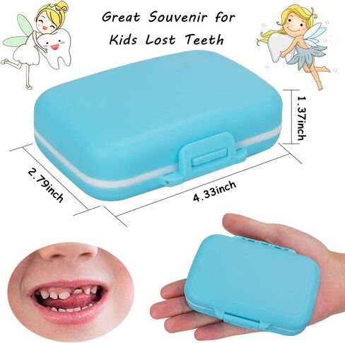 Baby Teeth Keepsake Box, pp Children Kids Tooth Storage Holder Organizer Printed in English to Keep The Child-Wood Memory (Blue) in Saudi Arabia