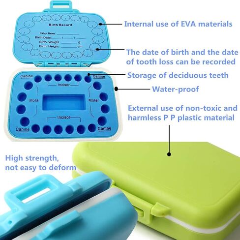 Baby Teeth Keepsake Box, pp Children Kids Tooth Storage Holder Organizer Printed in English to Keep The Child-Wood Memory (Blue) in Saudi Arabia