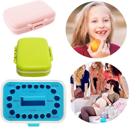 Baby Teeth Keepsake Box, pp Children Kids Tooth Storage Holder Organizer Printed in English to Keep The Child-Wood Memory (Blue) in Saudi Arabia