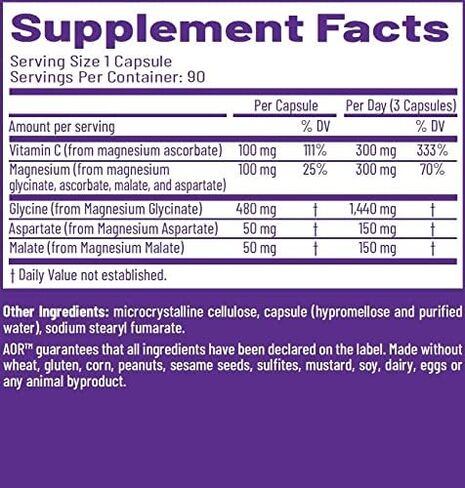 AOR, Advanced Magnesium Complex, Dietary Supplement, Promotes bone and cardiovascular health, muscle and nerve function, 90 Capsules (90 Servings) in Saudi Arabia