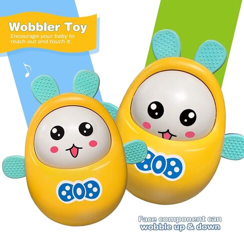 Serdios Musical Wobbler Toy,Roly-Poly Tumbler Toy,Tummy Time Toy,Sensory Toy for Baby 3-12 Months，Red in Kuwait