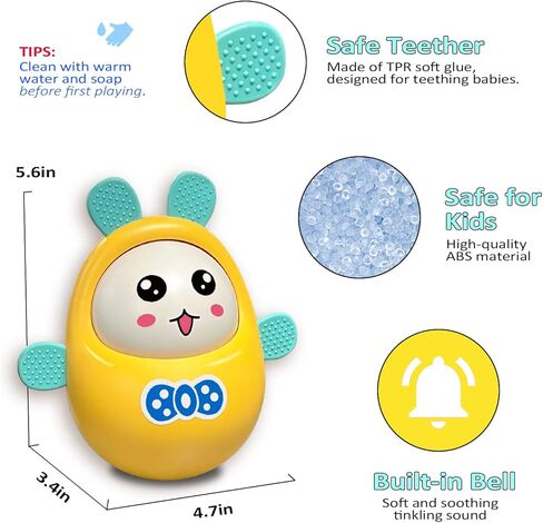 Serdios Musical Wobbler Toy,Roly-Poly Tumbler Toy,Tummy Time Toy,Sensory Toy for Baby 3-12 Months，Red in Kuwait