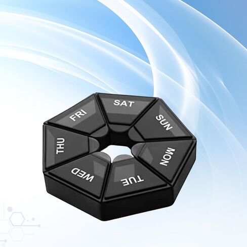 STS Home - منظم حبوب الدواء الأسبوعي، (عبوة من 2) علبة دواء محمولة لموزع حبوب الدواء (سبعة أيام) إصدار جديد للفيتامينات/زيت السمك/الحبوب/المكملات الغذائية - صديق لالتهاب المفاصل (أسود) in Kuwait