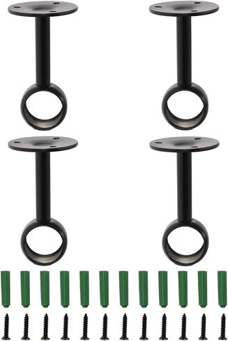 Shower Curtain Rod Holder Ceiling-Mount Brackets,ULIFESTAR Stainless Steel Closet Rod Holder Pipe Wardrobe Pole Holder Flange Socket,Closet Lever Support with Screws Black (Diameter 25mm/1‘’) in Saudi Arabia