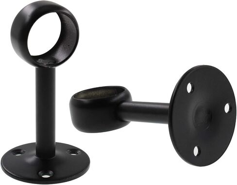 Shower Curtain Rod Holder Ceiling-Mount Brackets,ULIFESTAR Stainless Steel Closet Rod Holder Pipe Wardrobe Pole Holder Flange Socket,Closet Lever Support with Screws Black (Diameter 25mm/1‘’) in Saudi Arabia