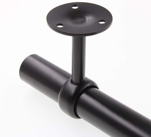 Shower Curtain Rod Holder Ceiling-Mount Brackets,ULIFESTAR Stainless Steel Closet Rod Holder Pipe Wardrobe Pole Holder Flange Socket,Closet Lever Support with Screws Black (Diameter 25mm/1‘’) in Saudi Arabia