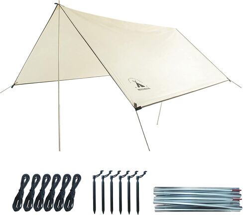 Intermission Camping Tarp and Pole Kit, 10 * 10ft, Waterproof, Lightweight for Camping,Camping tarp with Poles,Waterproof Camping tarp, Backpacking, Outdoor, Picnic, Sunshade,Ultralight Aluminum Pole in Saudi Arabia