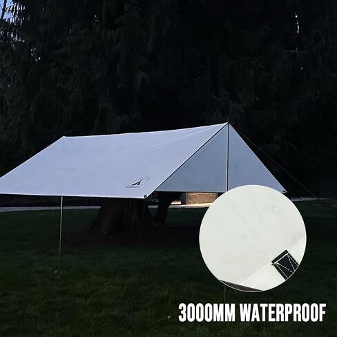 Intermission Camping Tarp and Pole Kit, 10 * 10ft, Waterproof, Lightweight for Camping,Camping tarp with Poles,Waterproof Camping tarp, Backpacking, Outdoor, Picnic, Sunshade,Ultralight Aluminum Pole in Saudi Arabia