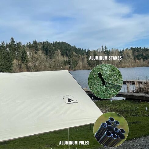 Intermission Camping Tarp and Pole Kit, 10 * 10ft, Waterproof, Lightweight for Camping,Camping tarp with Poles,Waterproof Camping tarp, Backpacking, Outdoor, Picnic, Sunshade,Ultralight Aluminum Pole in Saudi Arabia