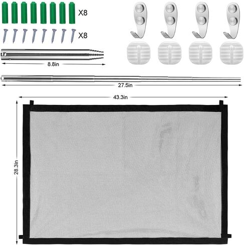 بوابة الحيوانات الأليفة المحمولة بوابة الكلب لسلالم المنزل واسعة 43.3 بوصة × 28.3 بوابة قابلة للسحب بوابة آمنة للكلاب والقطط ترقية خطاف معدني باب درج جدار جبل داخلي خارجي للسيارة in Kuwait