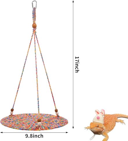 SETHOUS Reptile Hammock Swing Hanging Bed, Cute Bearded Dragon Swing Toy, Cotton Lizard Summer Bed for Reptile, Cage Accessories for Leopard Gecko Small Animal Birds Parrots Rats in Kuwait