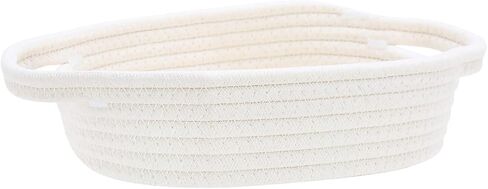 مجموعة سلة تخزين مستطيلة مكونة من 5 قطع من HNBQMX - سلال منسوجة من حبال القطن الطبيعي للتنظيم، سلة صغيرة مع مقابض للأرفف، سلال الألعاب، سلة للتخزين، صندوق تخزين الحمام (أبيض فاتح) in Kuwait
