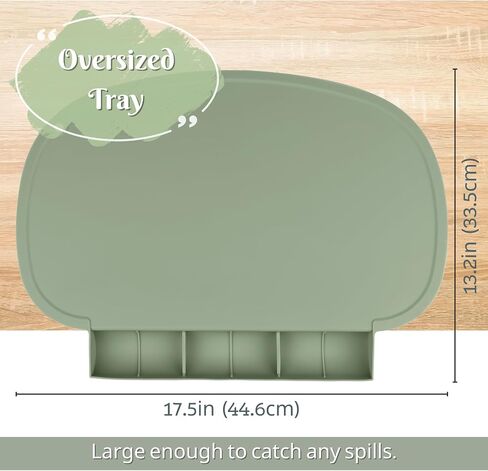 Silicone Placemat with Food Catching Pockets for Baby & Kid, Food Grade Silicone Non-Slip Toddler Food Place Mats with Raised Edges for Dining Table (Sage) in Saudi Arabia