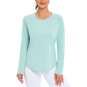 قمصان رياضية نسائية من Promover بعامل حماية من أشعة الشمس 50+، حماية من الشمس، سريعة الجفاف، أكمام طويلة، رقبة واسعة، ملابس رياضية لليوجا، تي شيرت عادي in Kuwait