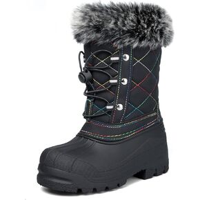 K KomForme Boys & Girls Snow Boots Insulated Fur Lined Warm Anti-Slip Waterproof Winter Boot (Toddler/Little Kid/Big Kid) in Kuwait