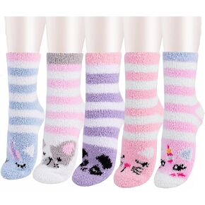 جوارب WaySoft Fluffy Fuzzy للنساء والفتيات المراهقات - عبوة كبيرة من 4 إلى 5 أزواج - مجموعة العطلات 2023 - جوارب صوفية دافئة ومريحة