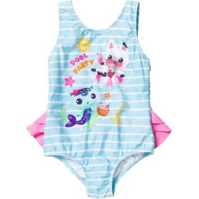 بدلة استحمام من قطعة واحدة للفتيات من Dreamworks Gabby's Pandy Paws Mercat للأطفال الصغار إلى الأطفال الصغار
