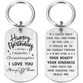 Yobent To Our Granddaughter Gifts, I Love My Favorite Granddaughter Keychain for Birthday Christmas Graduation Personalized
