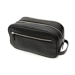 Maruse Italian Leather Toiletry Travel Bag with 2 Zippered Closures for Men and Women, Handmade in Italy, Brown