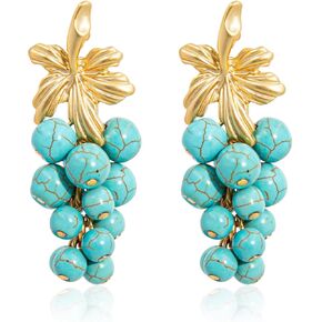 POSUR أقراط متدلية من العنب الفيروزي والمطرزة بالذهب عيار 14 قيراط للنساء أقراط متدلية من الذهب والفضة لهدايا الفتيات المراهقات in Kuwait