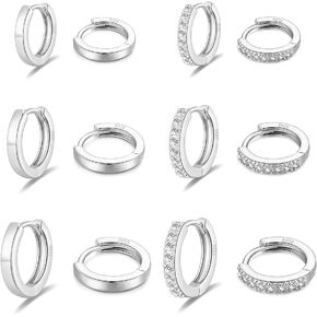 PRETOLE 925 Sterling Silver Hoop Earrings for Women Gold Huggie Hoop Earrings Hypoallergenic Lightweight 14K Gold Plated Mini Hoop Earrings with Cubic Zirconia Small Gold Cartilage Hoops for Girls