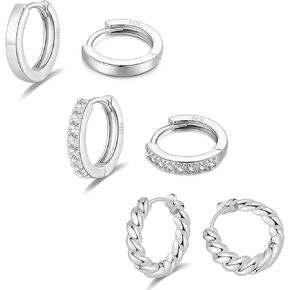 PRETOLE 925 Sterling Silver Hoop Earrings for Women Gold Huggie Hoop Earrings Hypoallergenic Lightweight 14K Gold Plated Mini Hoop Earrings with Cubic Zirconia Small Gold Cartilage Hoops for Girls