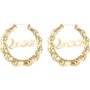 Fashion Retro Baby Word Hoop Earrings Hip-Hop Golden Big Hollow Round Circle Letter Earrings Exaggerated Personality Geometric Punk Party Jewelry for Women Girls