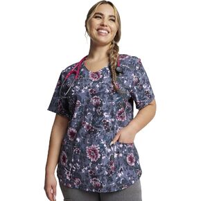 Dickies Dynamix Women Scrubs Top V-Neck Print DK623