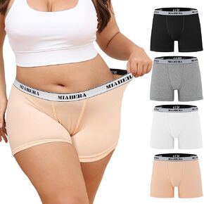 MiaBera المرأة الصبي السراويل سراويل داخلية لينة تمتد الملاكم ملخصات مكافحة الغضب حجم كبير بويشورت للنساء 4 حزمة in Kuwait